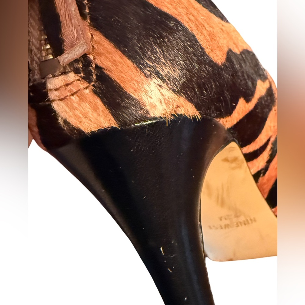 Nine West Preowned Sz 6.5 Tiger Print Leather Cowhide Stiletto Heels (SH047) - Picture 7 of 11